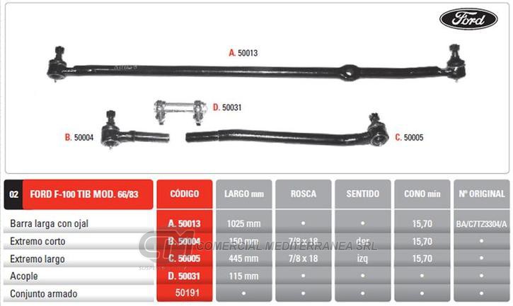 BARRA FORD F-100 TIB CENTRAL PINTARELLI
