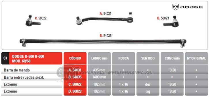 EXTREMO DE DIRECCION F7000/DP500-600-800/CH C60-350/14000 DERECHO