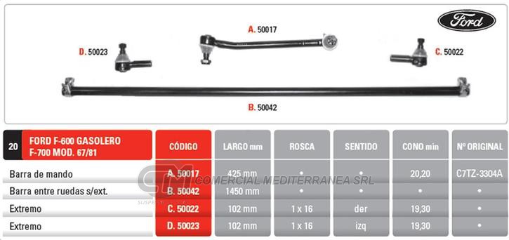 EXTREMO DE DIRECCION F7000/DP500-600-800/CH-C60-350/14000 IZQUIERDO
