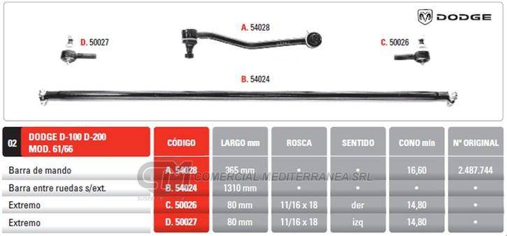 EXTREMO DE DIRECCION FORD F100/D100-200 DERECHO