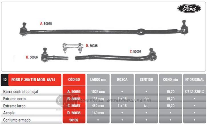 EXTREMO DE DIRECCION F350 TIB=F-4000 TIB CORTO 68/99