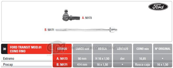 EXTREMO DE DIRECCION FORD TRANSIT 01/ ---// SPRINTER 415-515