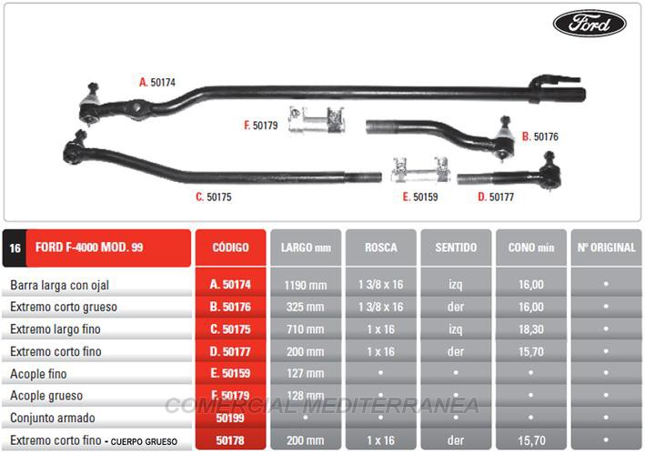 BARRA DE DIRECCION FORD F4000 M.99 B.CENTRAL