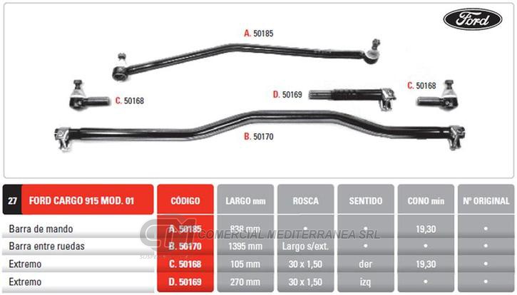 BARRA DE MANDO FORD CARGO 712-814-815-915 EJE 2.8MTS