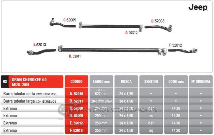 EXTREMO BARRA TUB. CORTA GRAN CHEROKEE 2 PINTARELLI