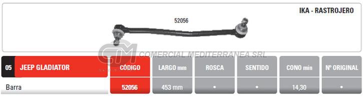 BARRA CENTRAR IKA JEEP GLADIATOR PINTARELLI