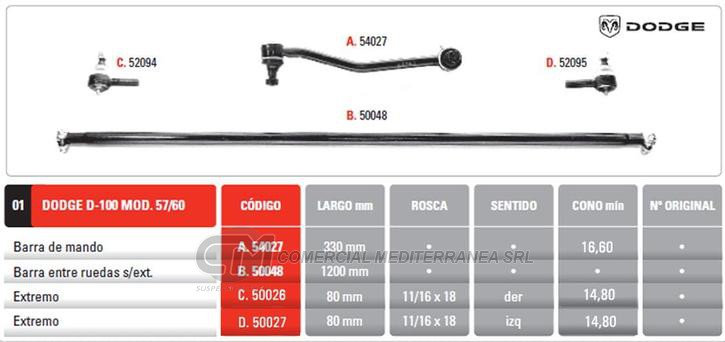 EXTREMO DODGE D100 57/60 JEEP/ESTANCIE PINTARELLI