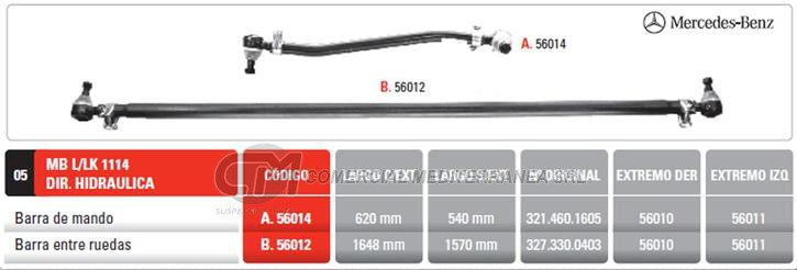 BARRA MANDO MB L/LK1114-LA1114 DIR. HID. PINTARELLI