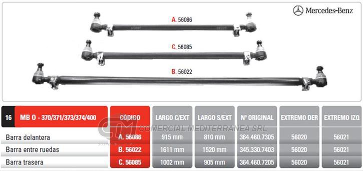 BARRA TRASERA MB O-370/371/373/374/400 PINTARELLI