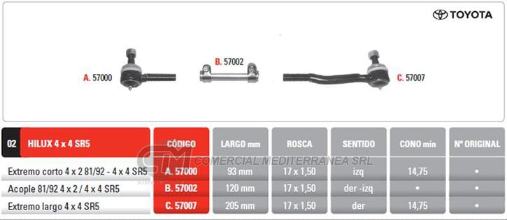 ACOPLE TOYOTA HILUX 81/92 4X2 / 4X4 SR5 PINTARELLI