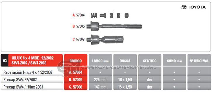 REPARACION TOYOTA HILUX 4 X 4 81/96 PINTARELLI