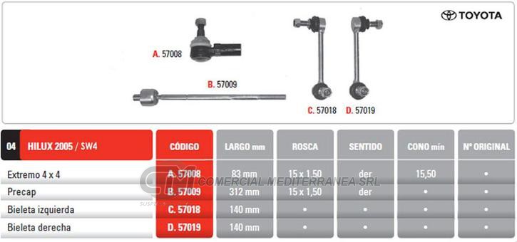 EXTREMO TOYOTA HILUX 4 X 4 MOD.2005/--- PINTARELLI