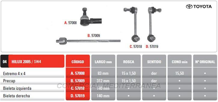 BIELETA IZQUIERDA TOYOTA HILUX 2005/ PINTARELLI