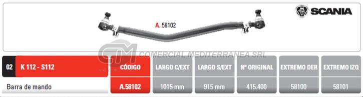 BARRA MANDO SCANIA K/112/5112 PINTARELLI