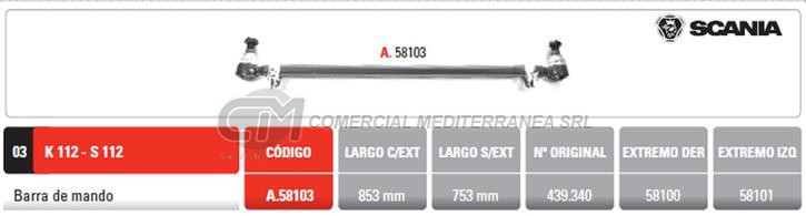 BARRA MANDO SCANIA K 112/S 112 PINTARELLI