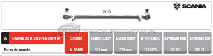 BARRA MANDO SCANIA OMNIBUS PINTARELLI