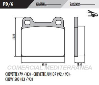 PASTILLA DE FRENOS FRASLE CHEVROLET CHEVETTE 90/94 DELENTERA