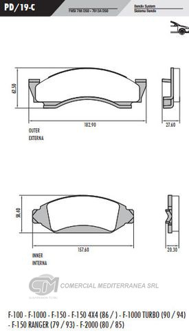PASTILLA DE FRENOS FRASLE FORD F100 93/..DELANTERA