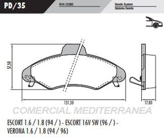 PASTILLA DE FRENOS FRASLE FORD ESCORT-VOLKSWAGEN POINTER 94/..DELA