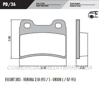 PASTILLA DE FRENOS FRASLE FORD ESCORT XR3 93/..-VERONA 2.0 I 93/..