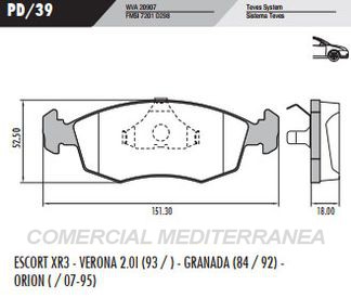 PASTILLA DE FRENOS FRASLE VOLKSWAGEN POINTER GTI C/SENSOR - FORD E