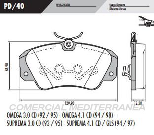 PASTILLA DE FRENOS FRASLE CHEVROLET OMEGA CD 3.0 92/95/4.1 94/98/S