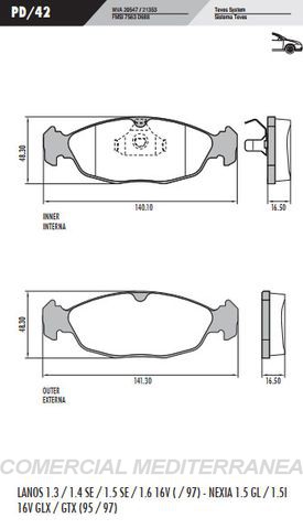 PASTILLA DE FRENOS FRASLE CHEVROLET CORSA/AGILE/CELTA 01/09 DELANT