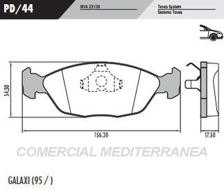 PASTILLA DE FRENOS FRASLE VOLKSWAGEN GOL/SAVEIRO/FORD GALAXY 95/..