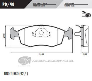 PASTILLA DE FRENOS FRASLE VOLKSWAGEN GOL/POINTER/POLO-FORD ESCORT/