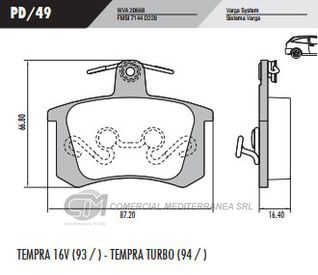 PASTILLA DE FRENOS FRASLE FIAT TEMPRA 16V 94/97/TRASERA
