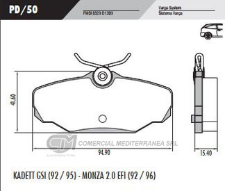 PASTILLA DE FRENOS FRASLE CHEVROLET MONZA 2.0 EFI 92/96 TRASERA