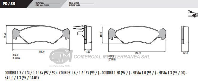 PASTILLA DE FRENOS FRASLE FORD FIESTA/KA/COURIER 97/..DELANTERA