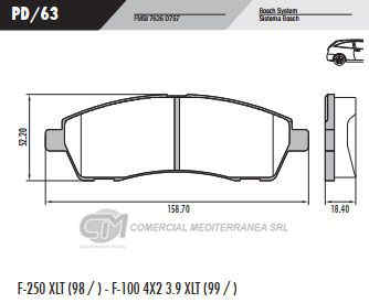 PASTILLA DE FRENOS FRASLE FORD SUPER DUTY 99/../F350 99/../F250 XL