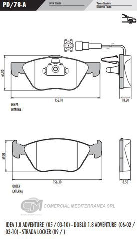 PASTILLA DE FRENOS FRASLE FIAT DOBLO/IDEA/STRADA/PALIO/LINEA 02/..