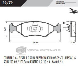 PASTILLA DE FRENOS FRASLE FORD FIESTA SOHC/COURIER 09/..DELANTERA