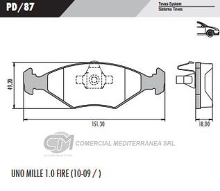 PASTILLA DE FRENOS FRASLE FIAT UNO FIRE/CARGO 10/..DELANTERA