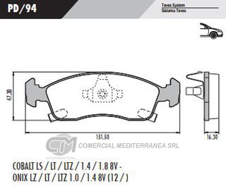 PASTILLA DE FRENOS FRASLE CHEVROLET COBALT/ONIX/PRISMA 13/..DELANT