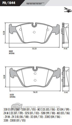 PASTILLA DE FRENOS FRASLE BMW M3/X3/Z4/ 330 2001/2015