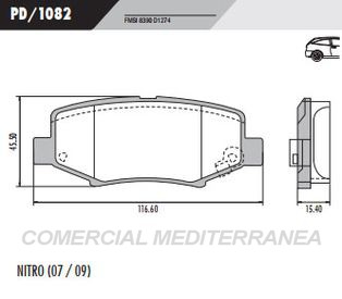 PASTILLA DE FRENOS FRASLE JEEP CHEROKEE / LIBERTY / WRANGLER 07/..
