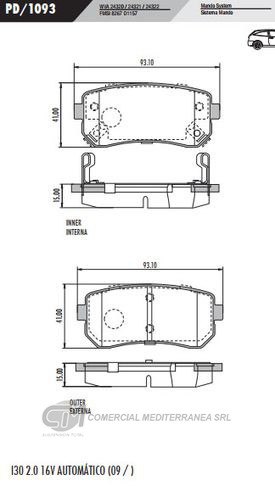 PASTILLA DE FRENOS FRASLE HYUNDAI I30 2.0 16V 09/../IX35 2.0 16V 1