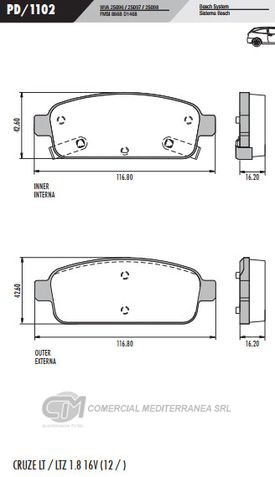 PASTILLA DE FRENOS FRASLE CHEVROLET TRACKER 1.8 LS- LT- LTS 13/..C
