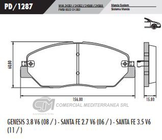 PASTILLA DE FRENOS FRASLE HYUNDAI SANTAFE 2.7/3.5 2010/.. GENESIS