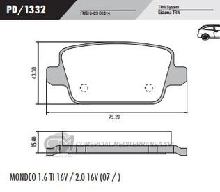 PASTILLA DE FRENOS FRASLE FORD S-MAX 1.8/2.0/2.3/2.5 06/../MONDEO