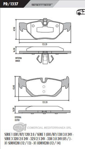 PASTILLA DE FRENOS FRASLE BMW SERIE 1 2004/.. / SERIE 3 2005/..