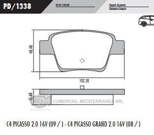 PASTILLA DE FRENOS FRASLE PEUGEOT 408 2.0 16V 2011/.. / CITROEN GR