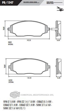 PASTILLA DE FRENOS FRASLE CHEVROLET SONIC/SPIN/COBALT 12/..DELANTE