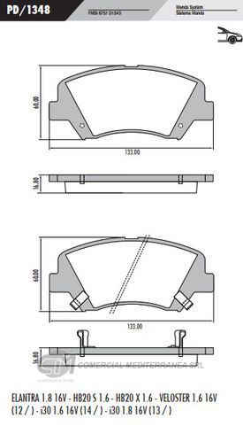 PASTILLA DE FRENOS FRASLE HYUNDAI/VELOSTER /HB20 1.6 12/..DELANTER