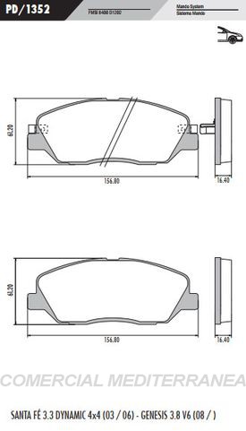PASTILLA DE FRENOS FRASLE HYUNDAI GENESIS 2008/..