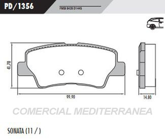 PASTILLA DE FRENOS FRASLE HYUNDAI SONATA 2011/.. TRASERA