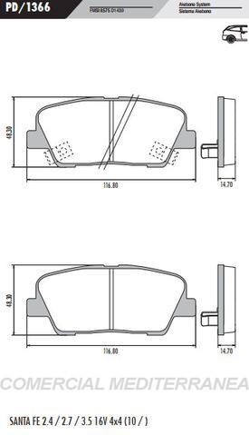 PASTILLA DE FRENOS FRASLE HYUNDAI SANTA FE 2.4/2.7/3.5 16V 4X4 201